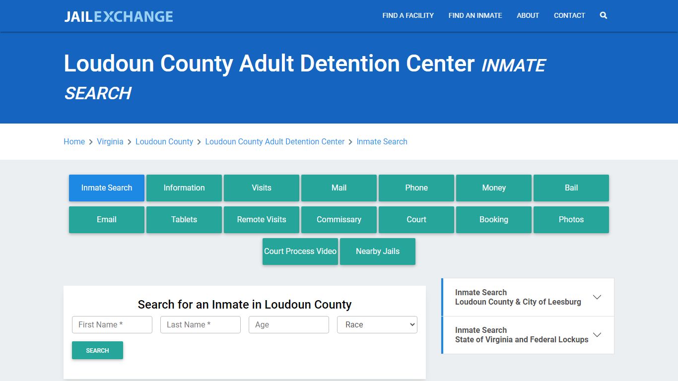 Loudoun County Adult Detention Center Inmate Search